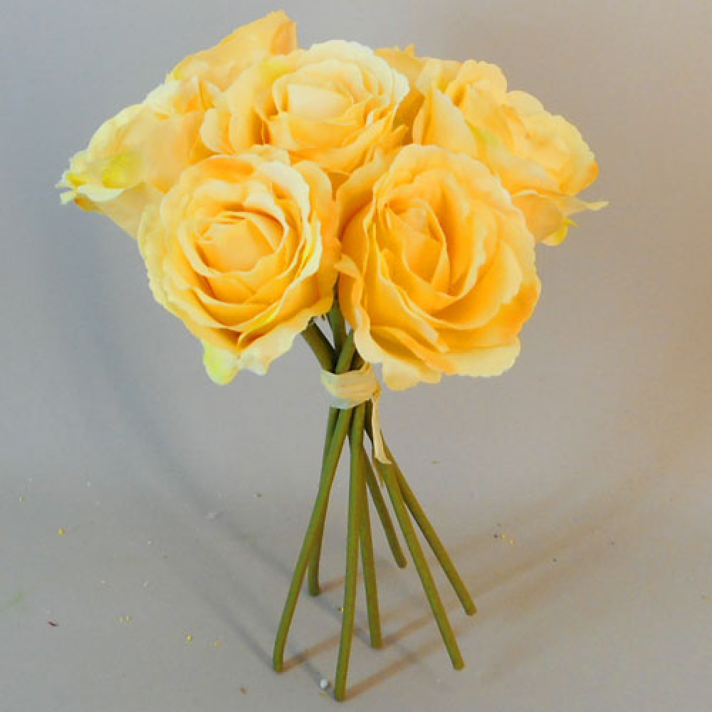 Artificial Roses Bunch Yellow 26cm | Artificial Flowers